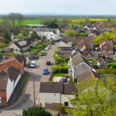 Chedzoy Village From The Church Roof Looking Up Front St Ed